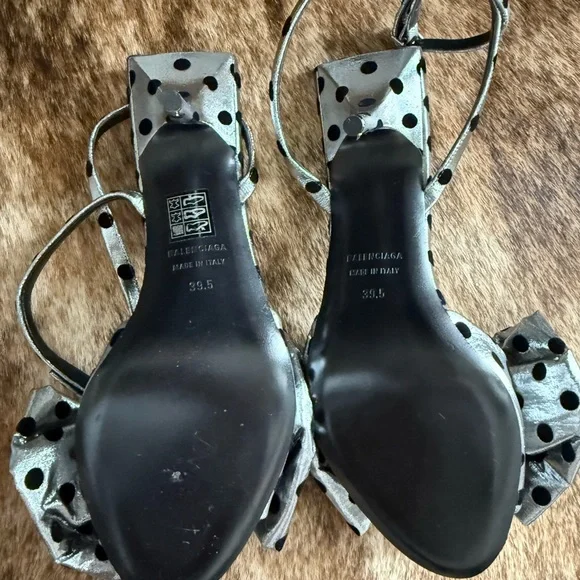 Balenciaga Metallic Heels with Black Polka Dots - Picture 5 of 6